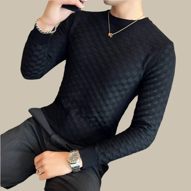 NÉVO Coltrui | Stoere nette heren trui met damier patroon voor een unieke look