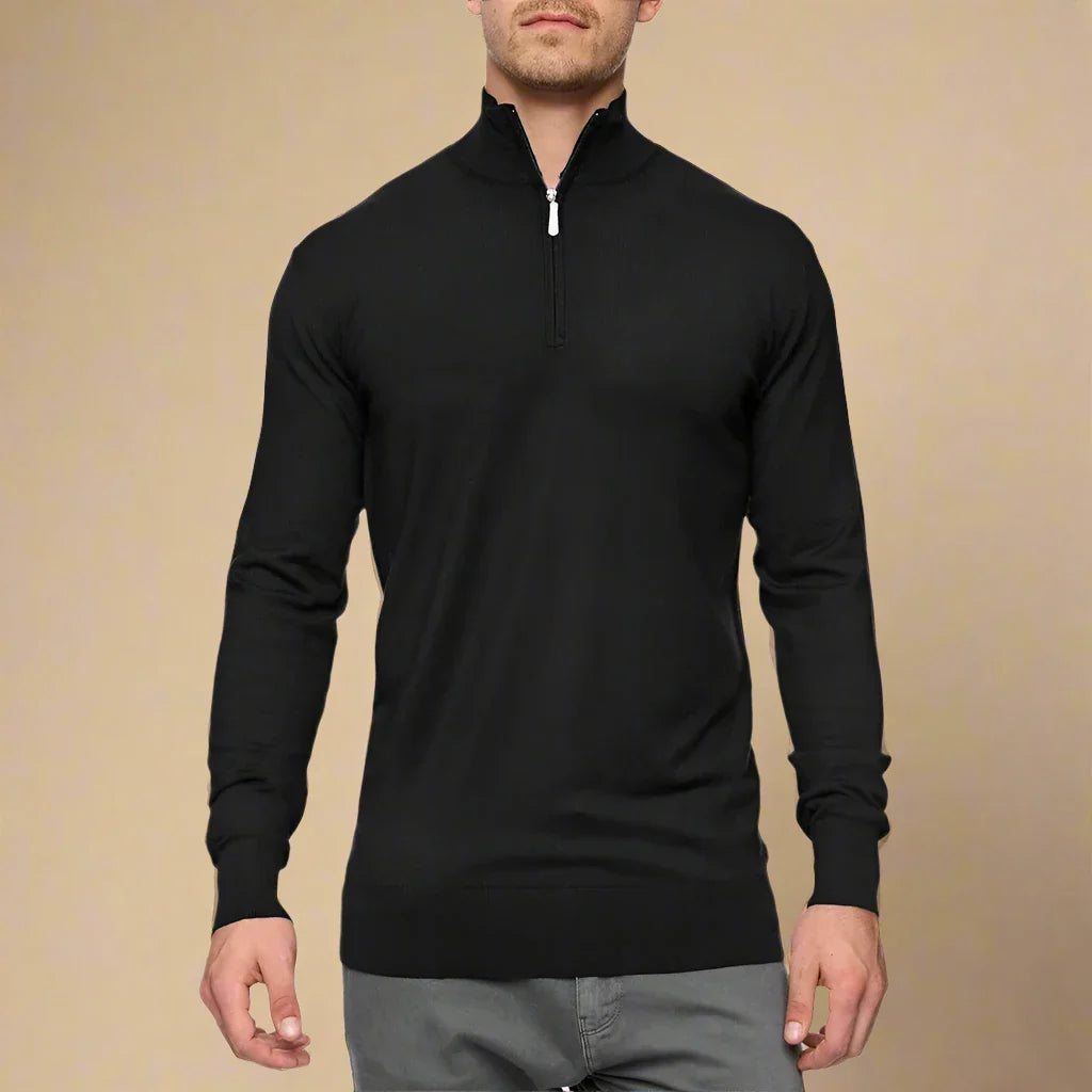 NÉVO Half Zip Sweater | Fijn gebreide Business Casual schipperstrui voor mannen