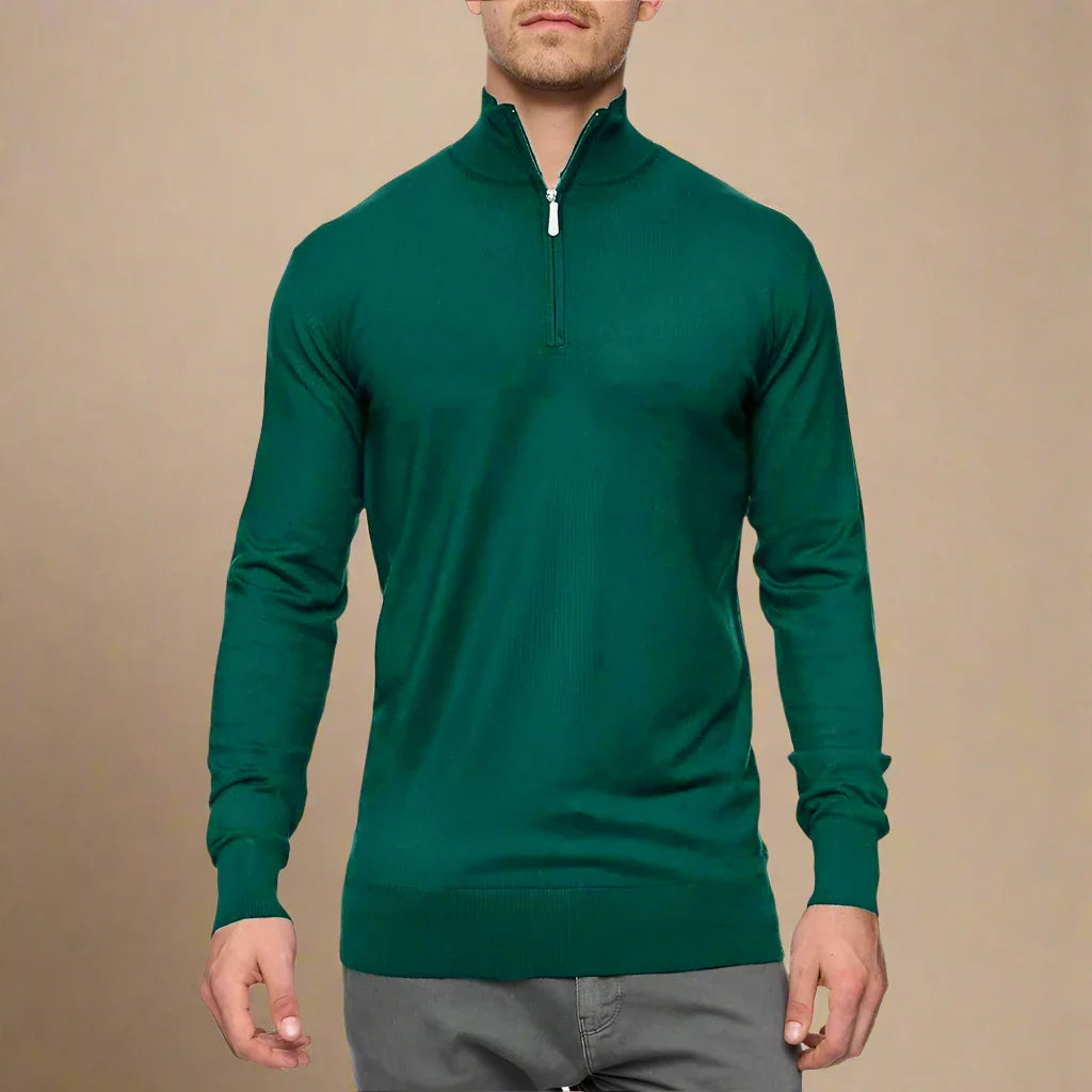 NÉVO Half Zip Sweater | Fijn gebreide Business Casual schipperstrui voor mannen