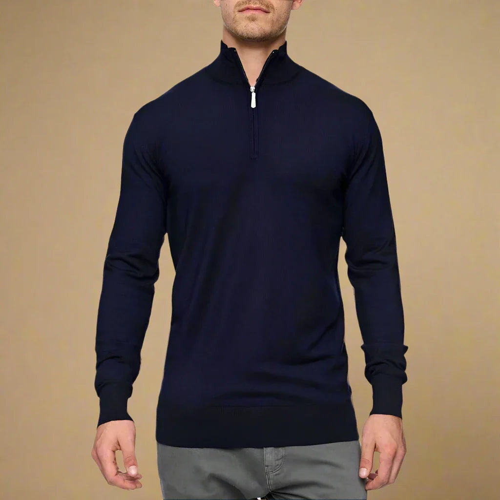 NÉVO Half Zip Sweater | Fijn gebreide Business Casual schipperstrui voor mannen