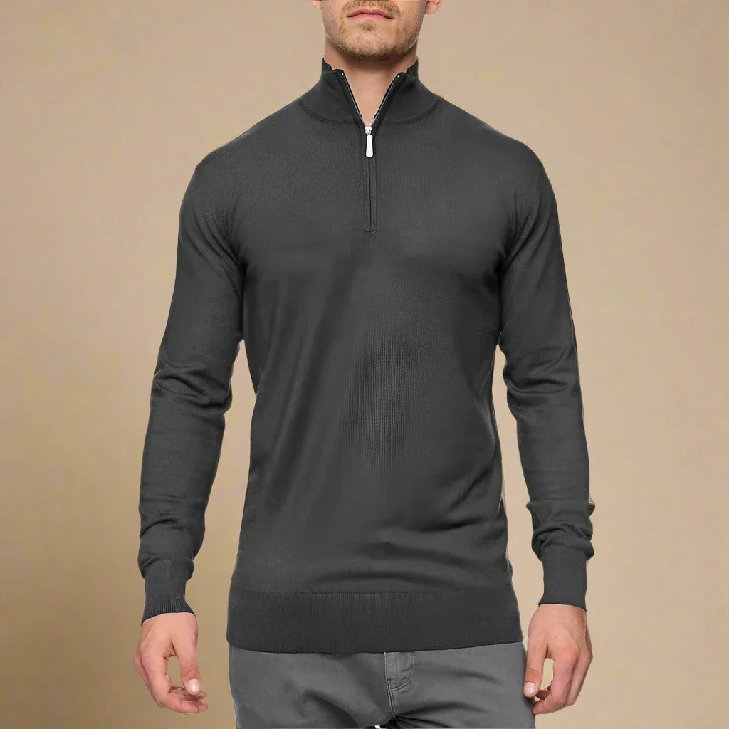 NÉVO Half Zip Sweater | Fijn gebreide Business Casual schipperstrui voor mannen