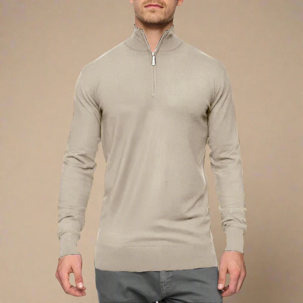 NÉVO Half Zip Sweater | Fijn gebreide Business Casual schipperstrui voor mannen