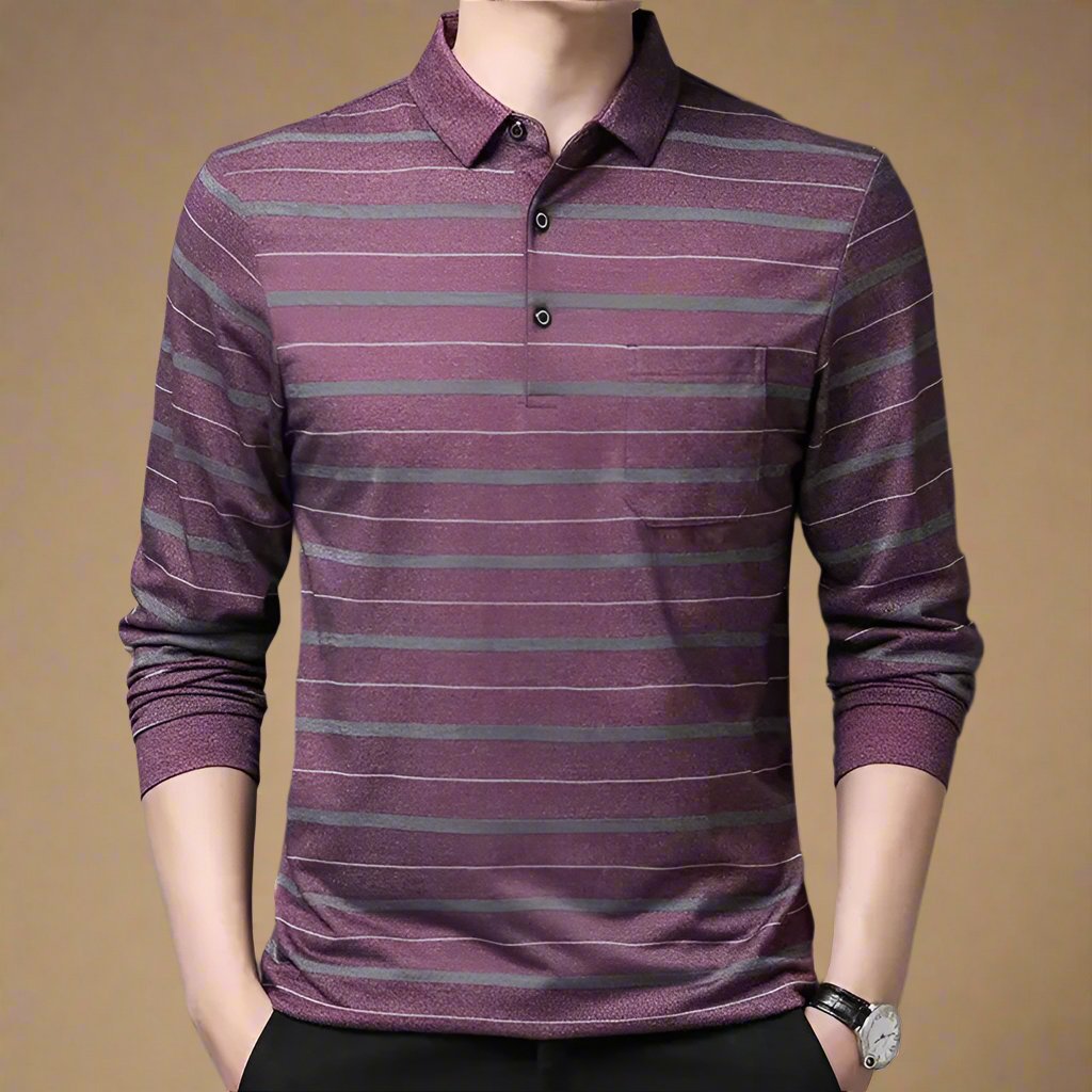 Casual Gestreepte pocket longsleeve Polo