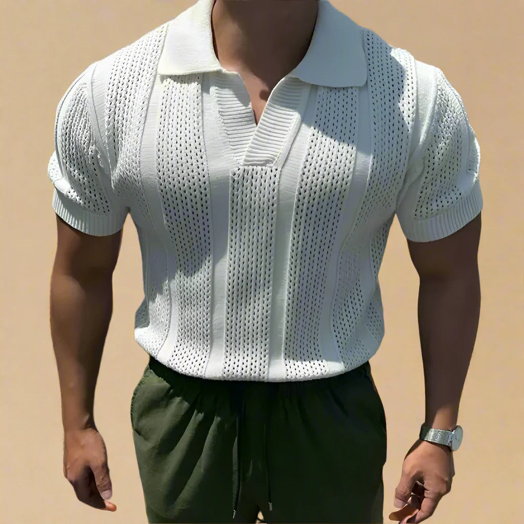 NÉVO Marbella Poloshirt | Casual gebreide polo met voor heren