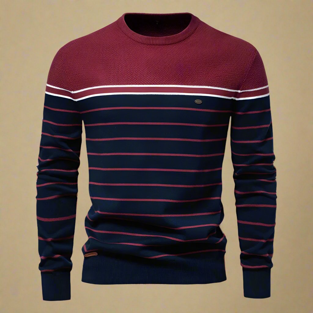 NÉVO Classic Sweater | Gebreide heren trui met strepen en ronde hals