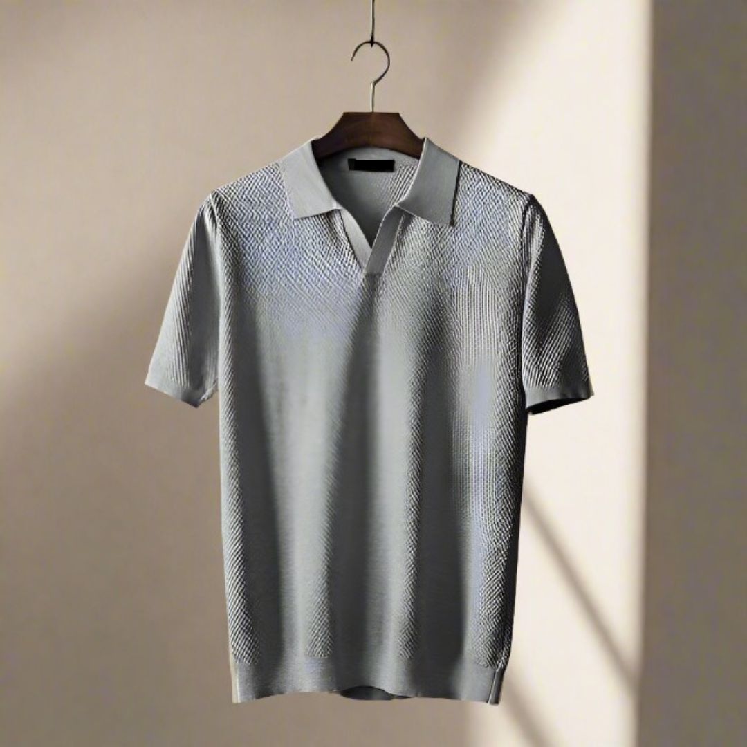 NÉVO Poloshirt | Italiaans luxe heren polo met V-hals