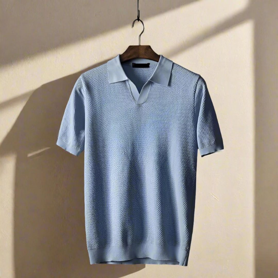 NÉVO Poloshirt | Italiaans luxe heren polo met V-hals