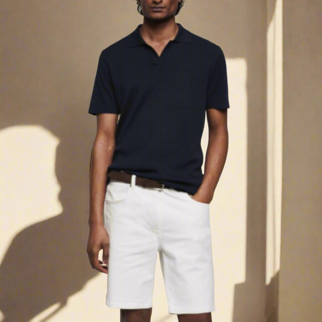 NÉVO Poloshirt | Italiaans luxe heren polo met V-hals