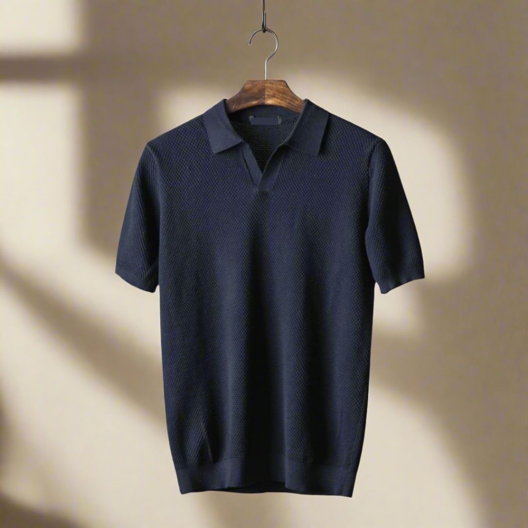 NÉVO Poloshirt | Italiaans luxe heren polo met V-hals