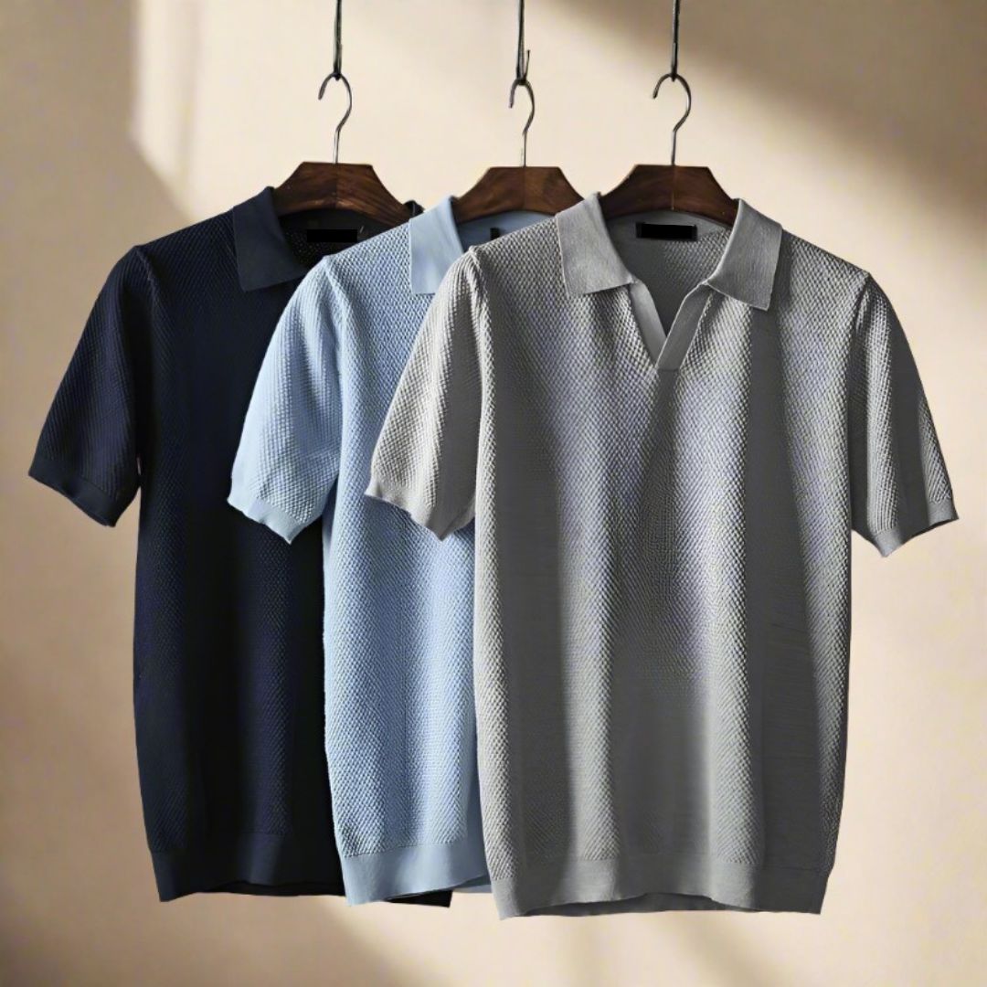 NÉVO Poloshirt | Italiaans luxe heren polo met V-hals