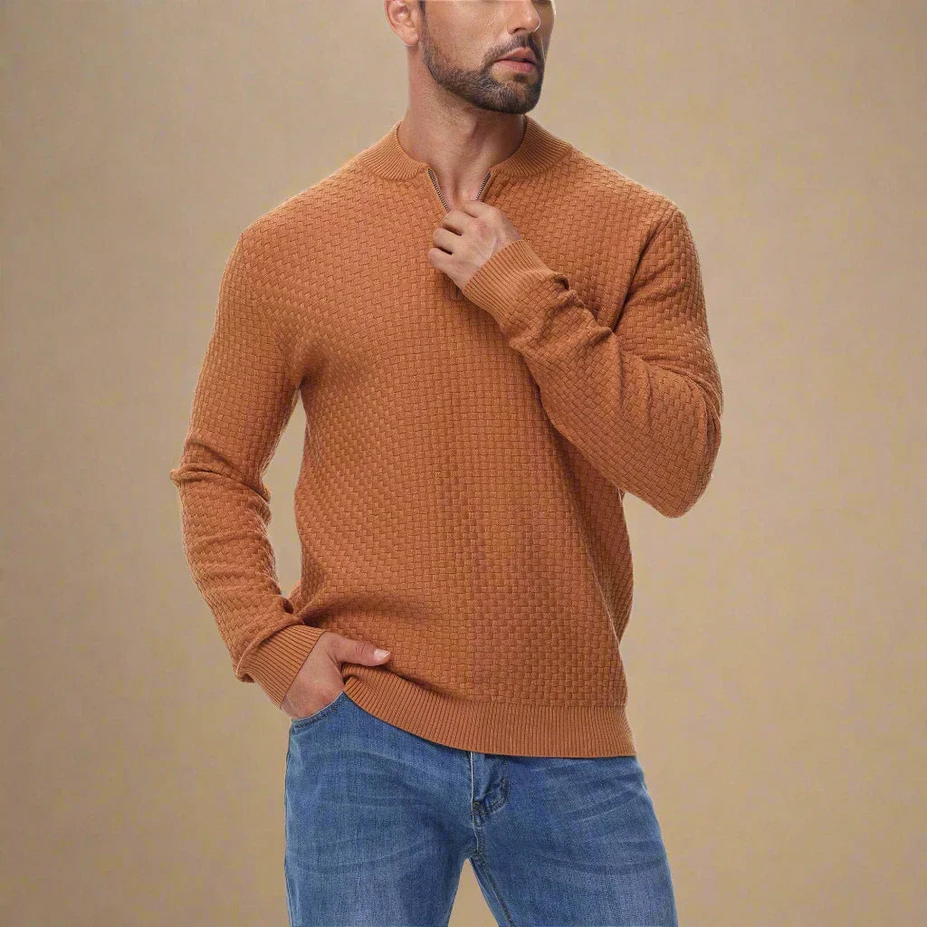 NÉVO Half Zip Sweater | Stoere moderne trui met rits en bomberkraag voor heren