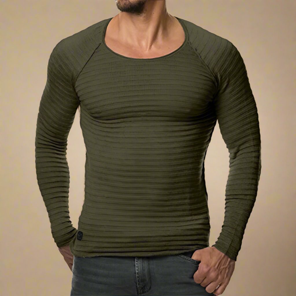 NÉVO Sweater | Muscle fit casual heren trui met wijde ronde hals