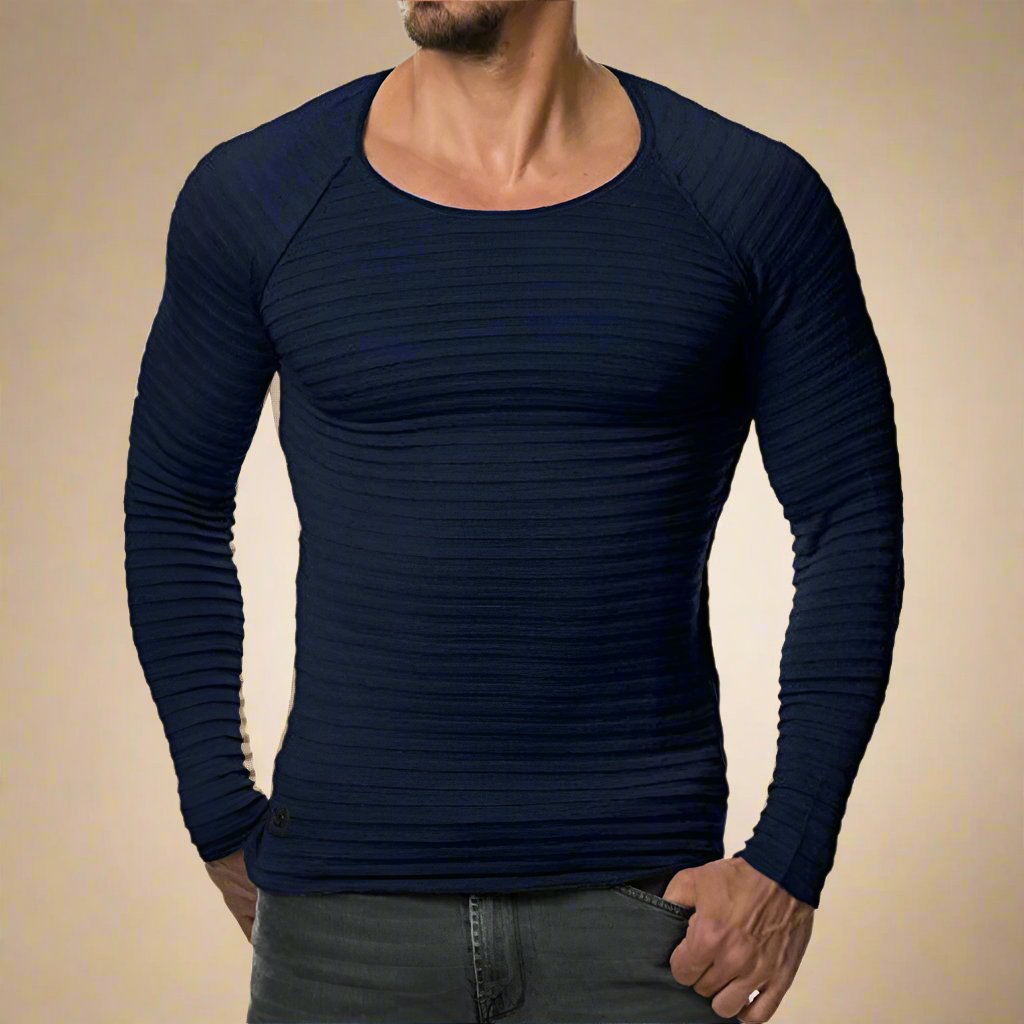 NÉVO Sweater | Muscle fit casual heren trui met wijde ronde hals