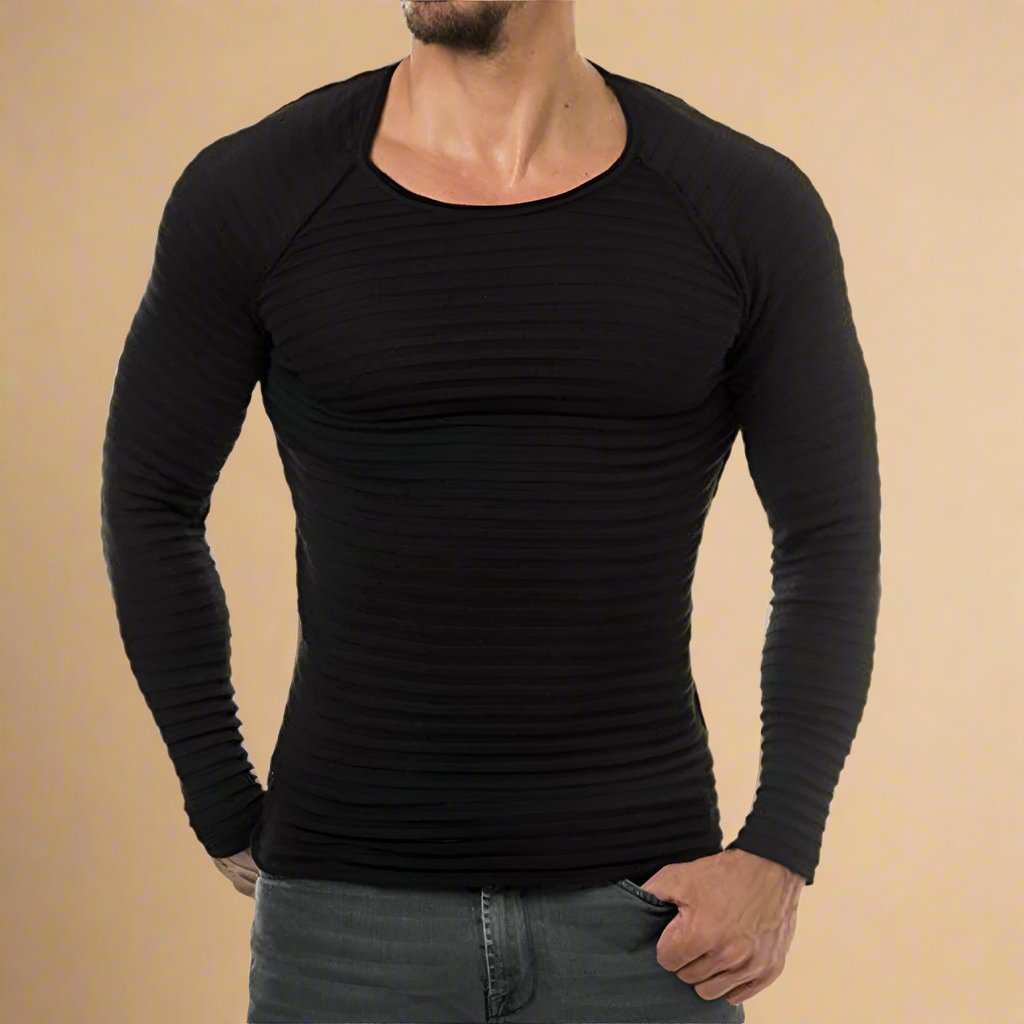 NÉVO Sweater | Muscle fit casual heren trui met wijde ronde hals