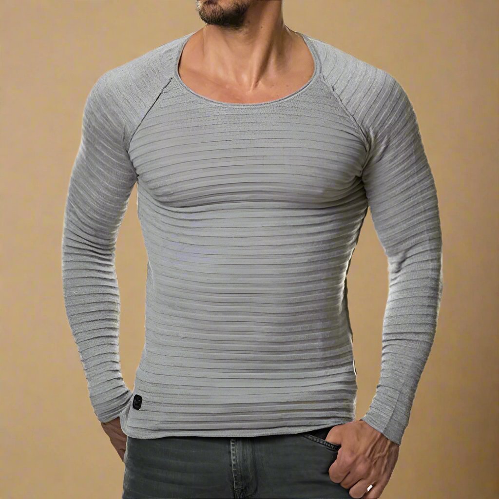 NÉVO Sweater | Muscle fit casual heren trui met wijde ronde hals