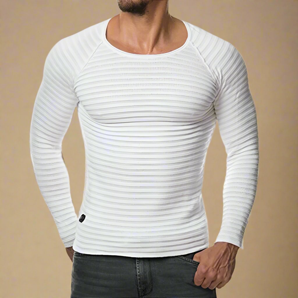 NÉVO Sweater | Muscle fit casual heren trui met wijde ronde hals