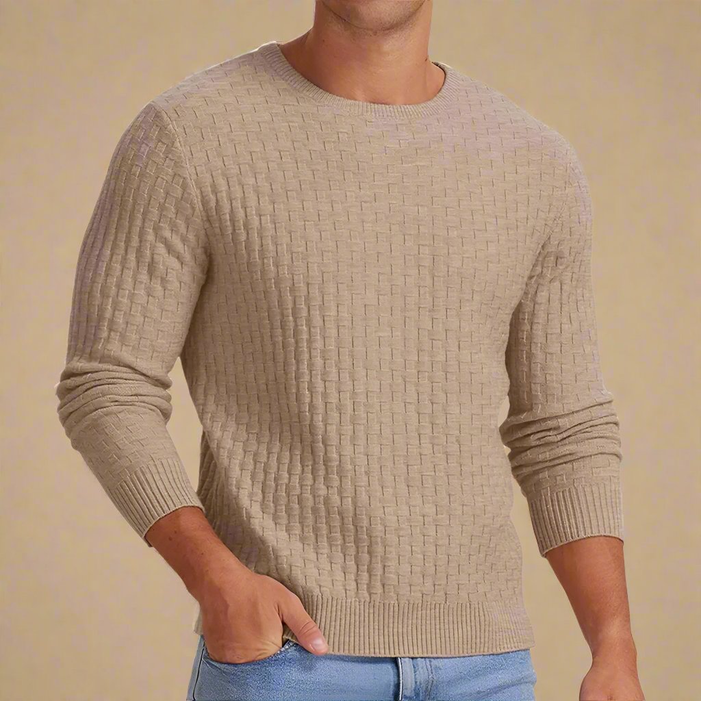 NÉVO Sweater | Smart Casual Gebreide heren trui met ruitpatroon en ronde hals