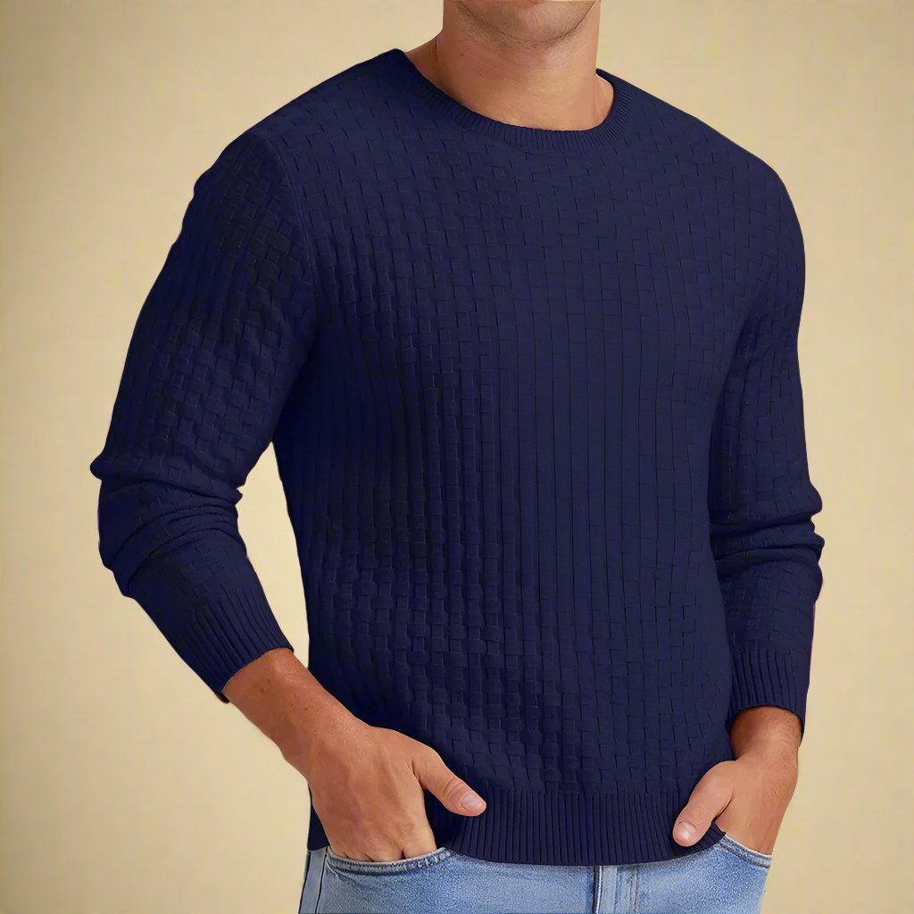 NÉVO Sweater | Smart Casual Gebreide heren trui met ruitpatroon en ronde hals