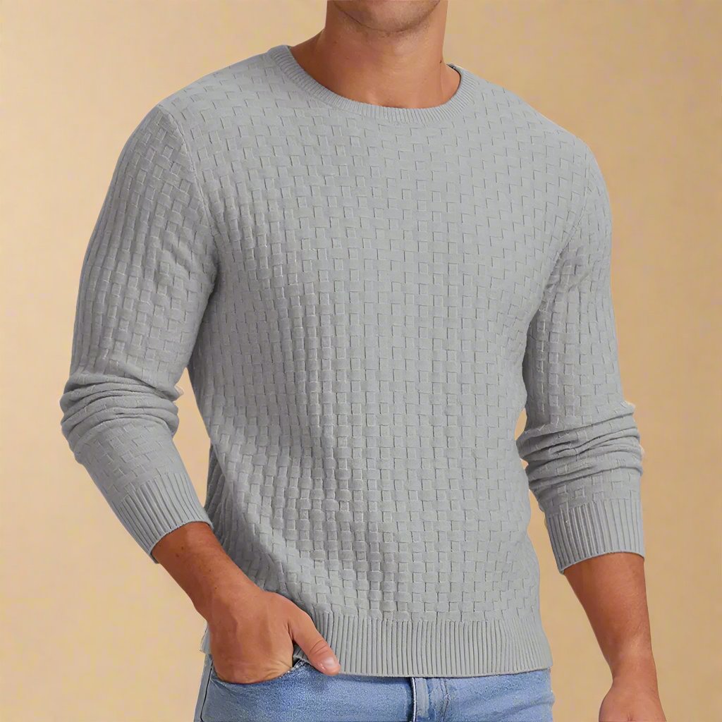 NÉVO Sweater | Smart Casual Gebreide heren trui met ruitpatroon en ronde hals