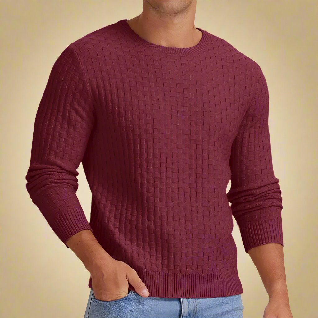 NÉVO Sweater | Smart Casual Gebreide heren trui met ruitpatroon en ronde hals