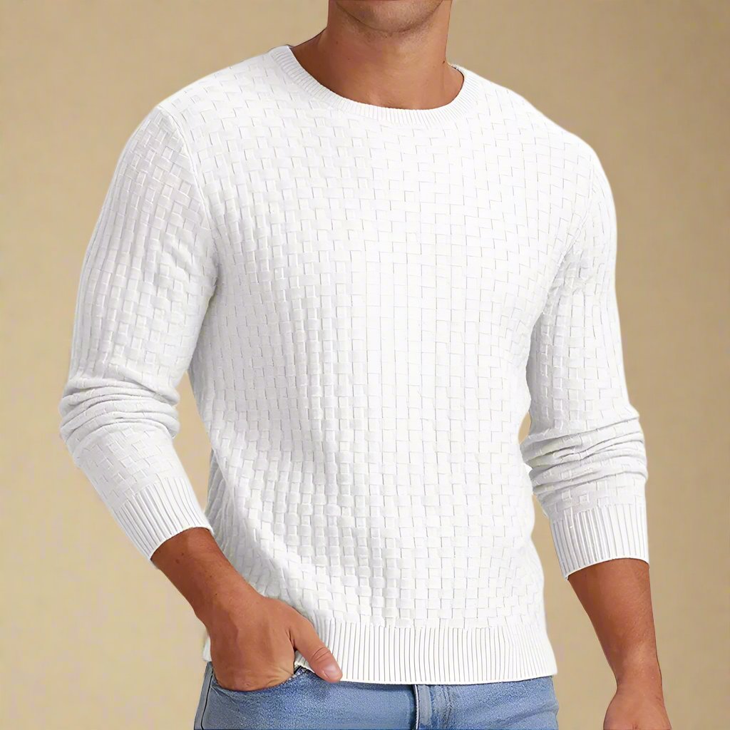 NÉVO Sweater | Smart Casual Gebreide heren trui met ruitpatroon en ronde hals