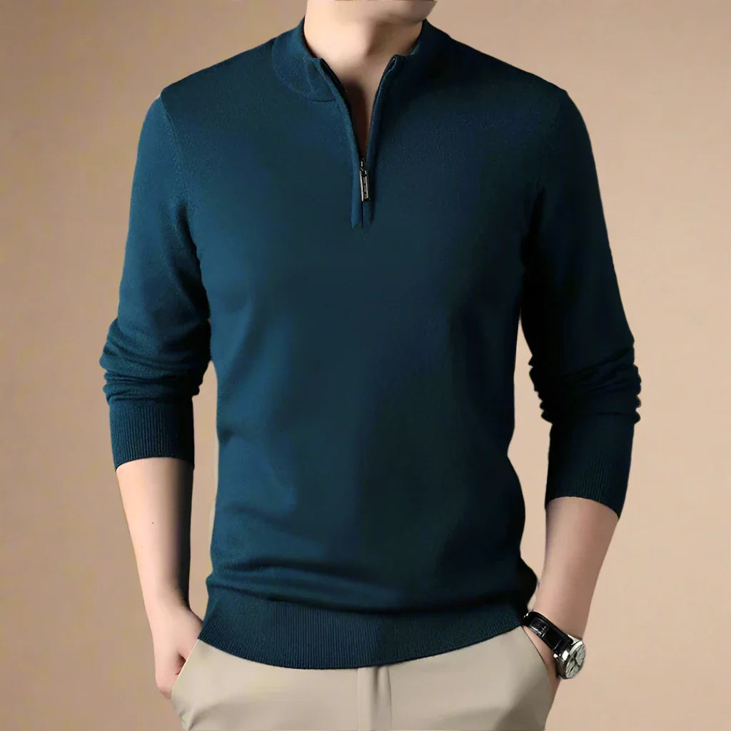 NÉVO Half Zip Sweater | Business Casual schipperstrui met merino-look voor mannen