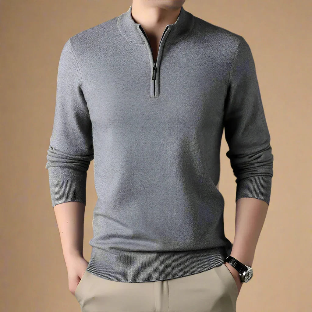 NÉVO Half Zip Sweater | Business Casual schipperstrui met merino-look voor mannen