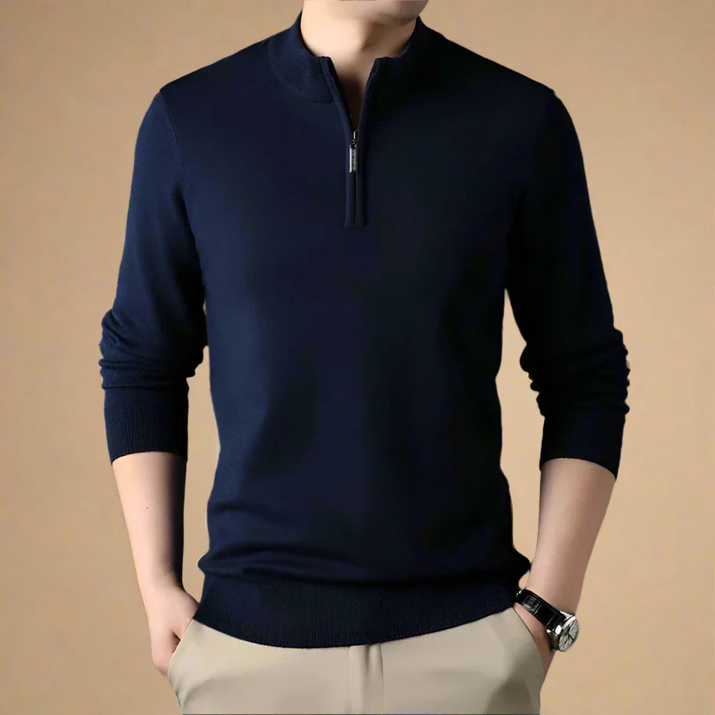 NÉVO Half Zip Sweater | Business Casual schipperstrui met merino-look voor mannen