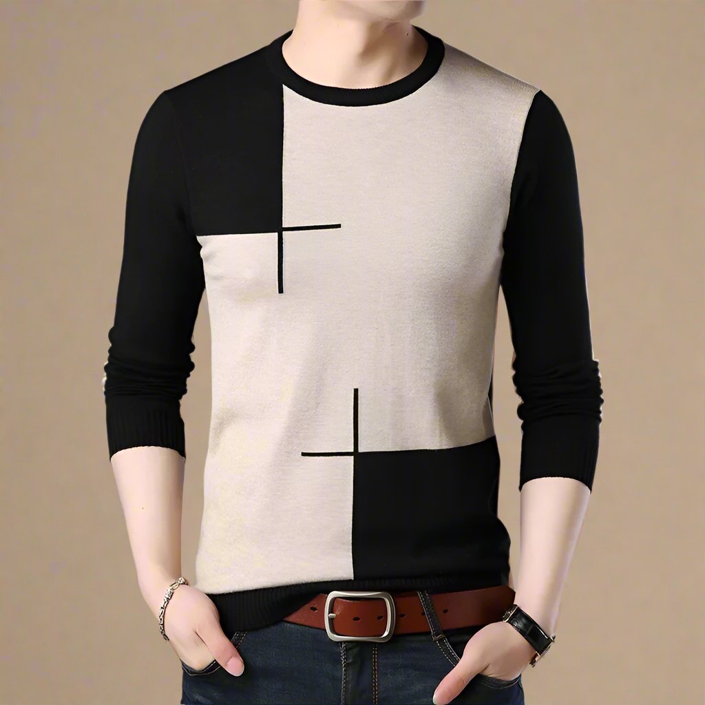 NÉVO Sweater | Casual Chiq heren trui met abstract patroon en ronde hals